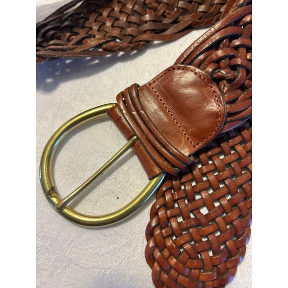 Talbots Brown Woven Leather Wide Band Belt, Women’s Sz L, made in Turkey ￼ - Picture 7 of 8